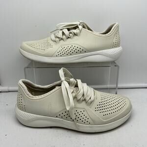 Crocs Shoes Womens 8 LiteRide Pacer Mesh Lace Up Breathable Sneakers Cream